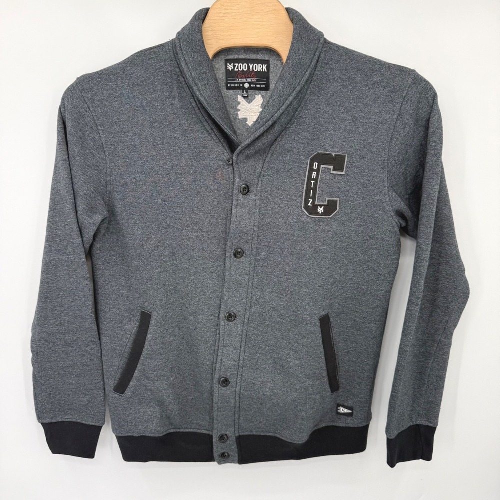 Zoo York Cardigan Mens Large Gray Chaz Ortiz‎ Varsity Shawl Collar True East